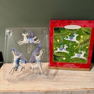 2001 Hallmark Graceful Reindeer Christmas Keepsake Ornaments | Porcelain Winter